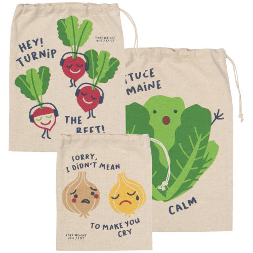 Funny Food Produce Bags Set of 3