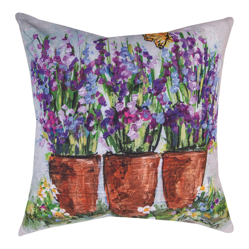 18 x 18  Three Pots with Lavender Climaweave Pillow