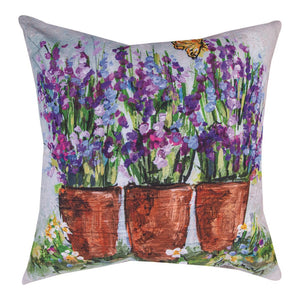18 x 18  Three Pots with Lavender Climaweave Pillow