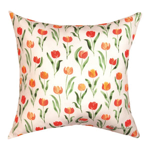 18 x 18  Orange & Pink Florals Climaweave Pillow