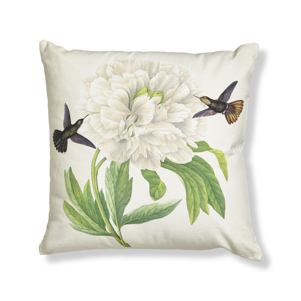 Hummingbird White Flower Pillow