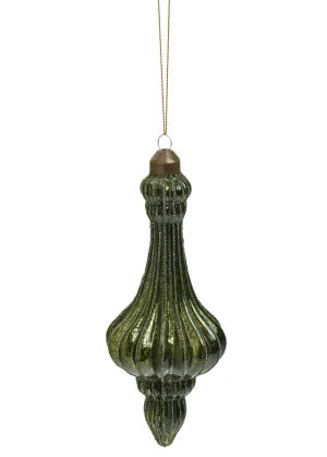 2x7 Olive Green Glass Finial Ornament