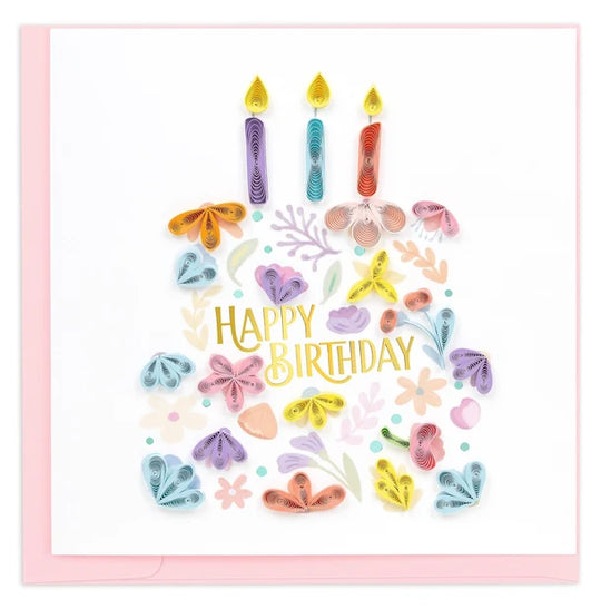 Quilling Card: Floral Birthday Cake