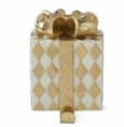 5.5" Gold & White Gift Resin Stocking Holder