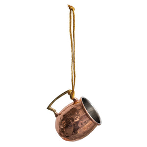 2-1/2"H Hammered Stainless Steel Mule Mug Ornament, Copper Finish