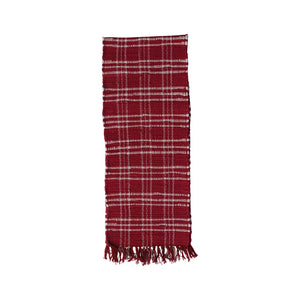 72"L x 14"W Hand-Woven Cotton Chindi Table Runner w/ Fringe, Red & White Plaid