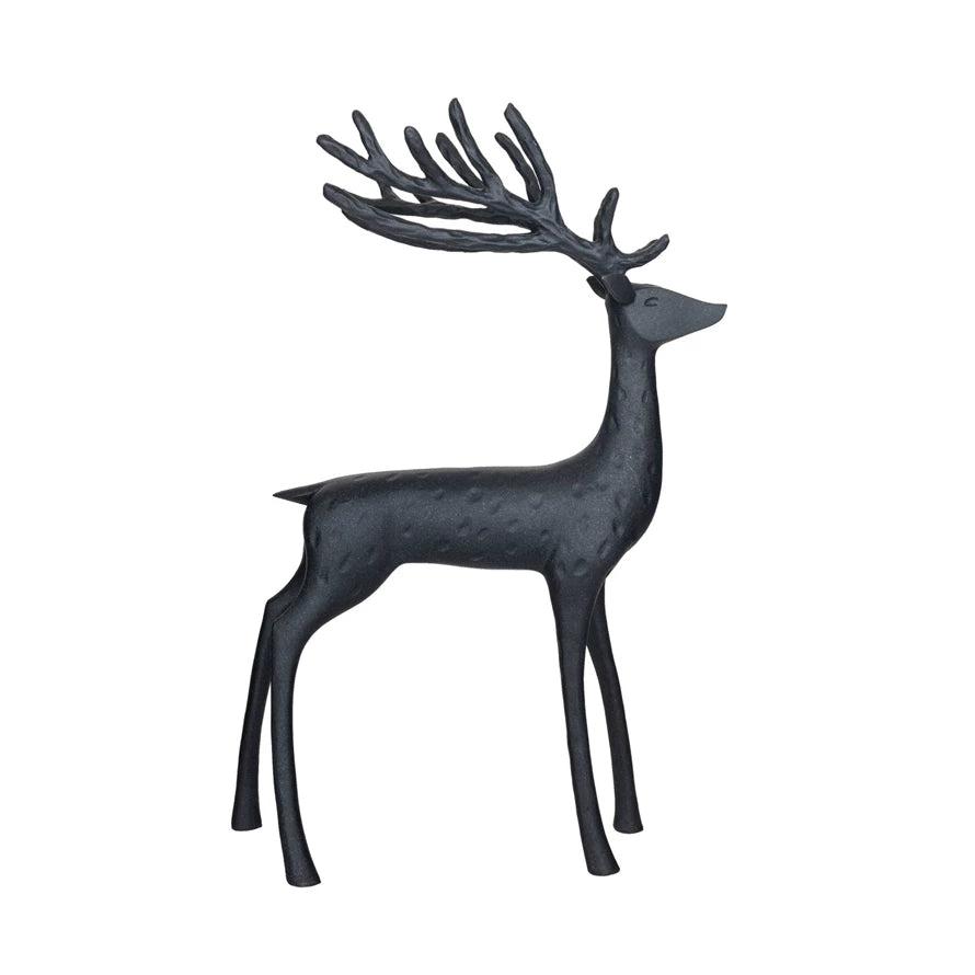 12"L x 4-3/4"W x 17-1/2"H Resin Reindeer, Black