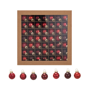 1" Round Glass Ball Ornaments, Red, Boxed Set of 49