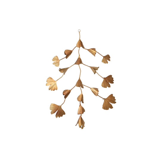 10-1/2"W x 14-1/2"H Metal Leaves Wall Hanging, Gold Finish