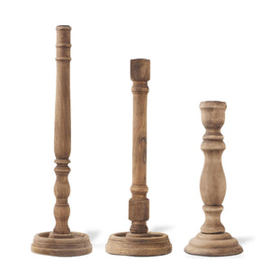 Brown Wood Taper Candleholder (Multiple Sizes)