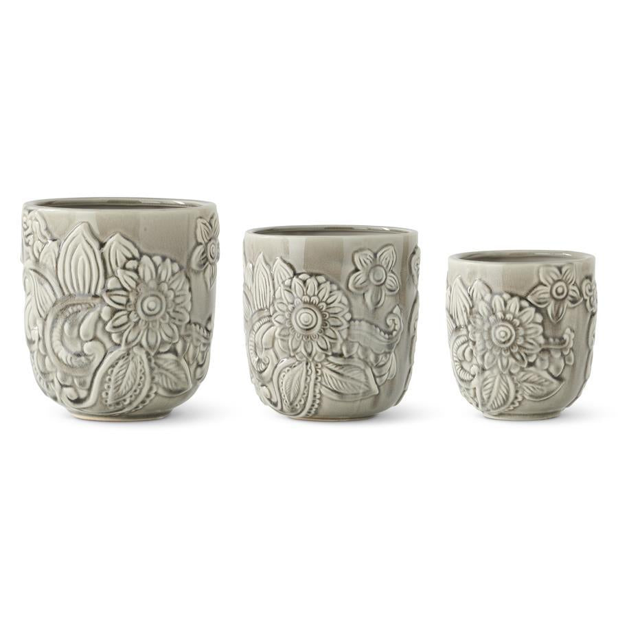 
            
                Load image into Gallery viewer, Gray Ceramic Art Deco Style Pot (Multiple Sizes)
            
        