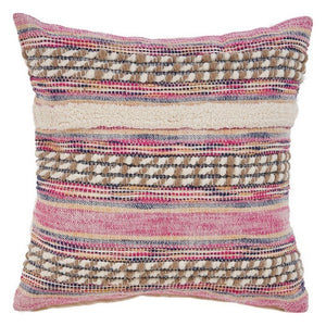 18x18 Pink/Nat Pillow - Everyday Textiles