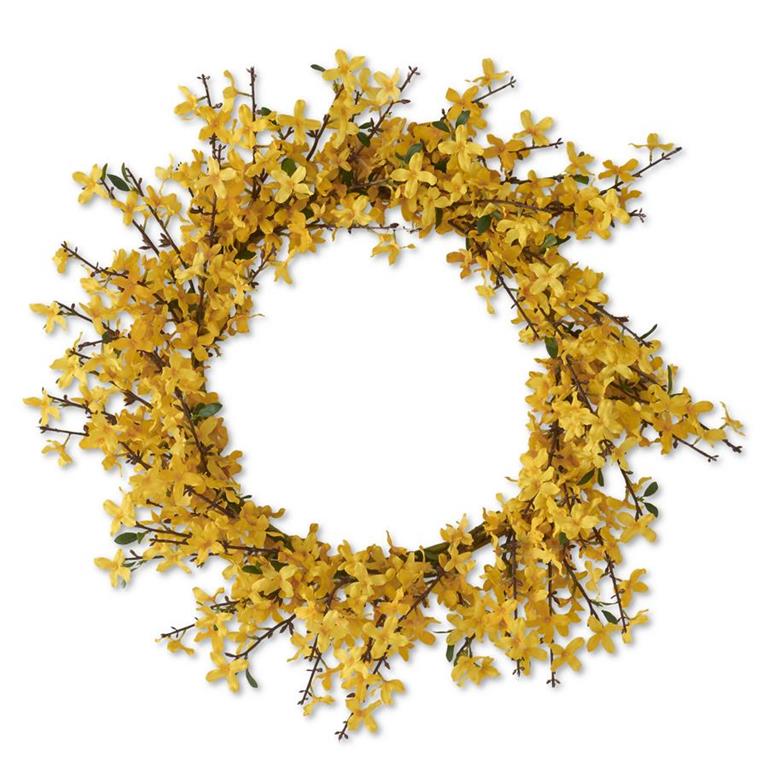24" Yellow Forsythia Wreath - Florals and Foliage