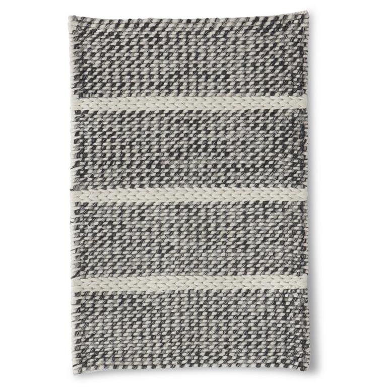 2x3 Gray & White Braided Striped Handwoven Indoor/Outdoor Rug