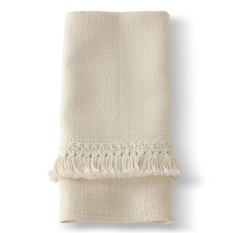 19" White Cotton Towel w/Layers of Fringe