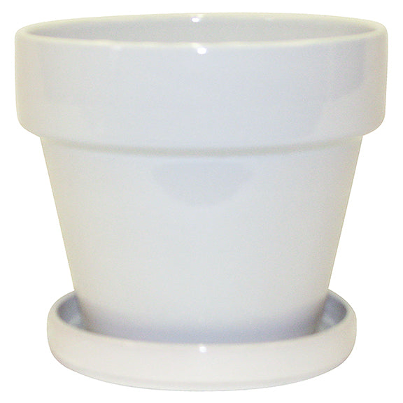 
            
                Load image into Gallery viewer, 5.5&amp;quot;x5.5&amp;quot; Standard Pot with Attached Saucer - White
            
        