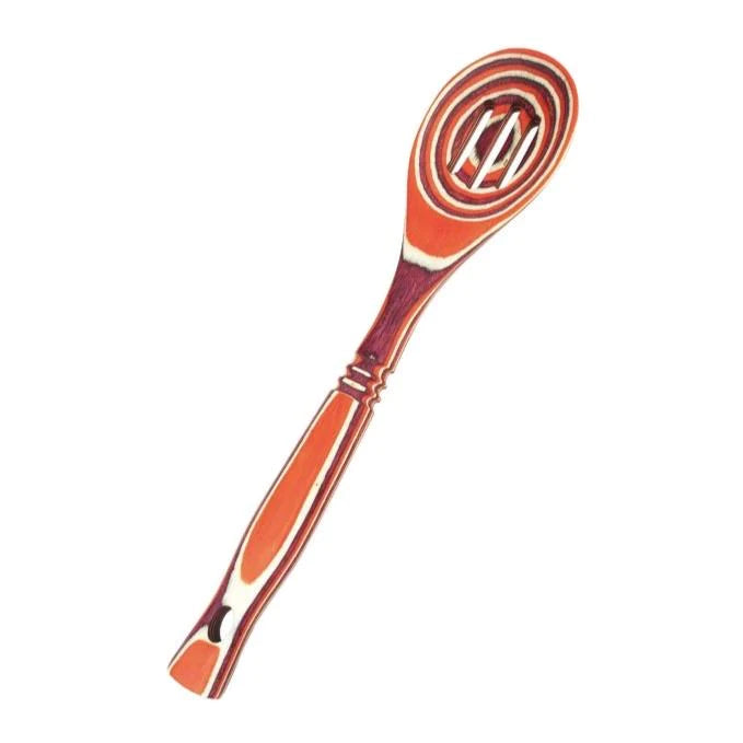 12" Red Pakka Wood Slotted Spoon