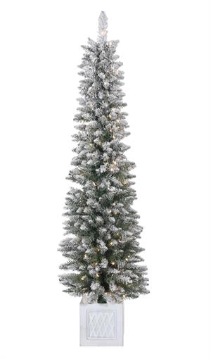 5' Snowy Pine Tree Potted Flocked