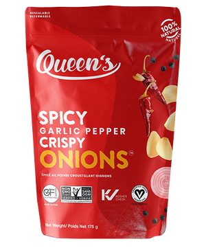 Queens Premium Crispy Onions: Spicy Garlic Pepper