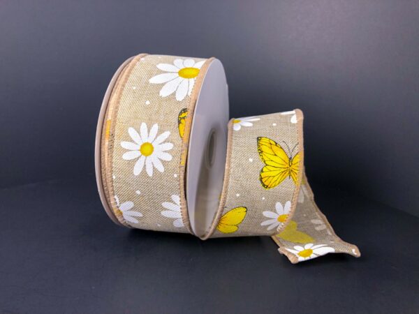 Spring - Bees & Butterflies - Natural Linen Ribbon - 1.5"x10 yards (Assorted)