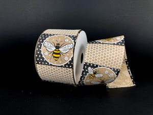 Spring - Bees & Butterflies - Natural Linen Ribbon - 2.5"x10 yards (Assorted)