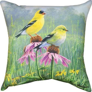 Pillow Yellow Finch Field