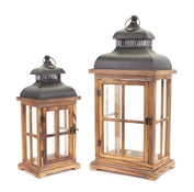 15" Lantern - Wood/Metal - Small