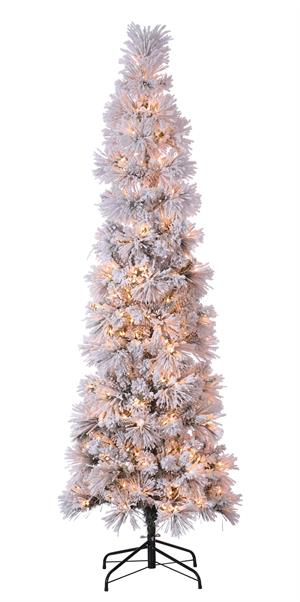 6' Iceland Fir Column Flocked Pre-lit Christmas Tree