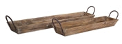 36" Wooden Tray w/Handles Wood - Large