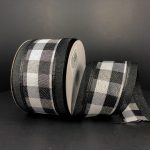 2.5"x10yds Black White Buffalo Plaid Black Edge
