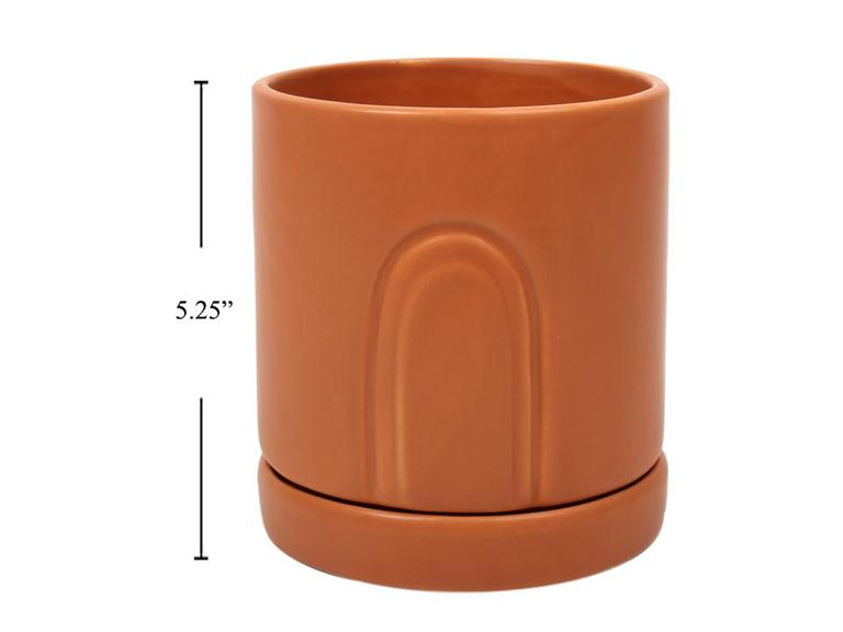 4"x5" Laken Ceramic Planter with Saucer - Terra Cotta