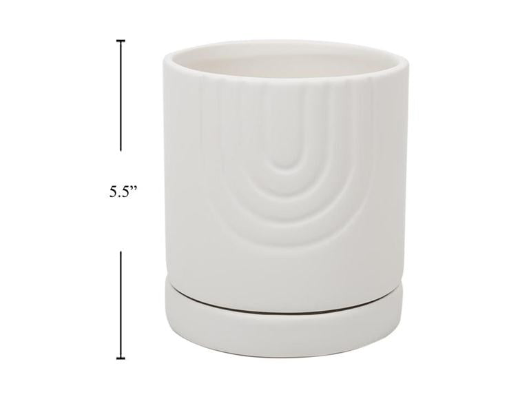 4"x5" Laken Ceramic Planter with Saucer - White