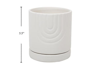 4"x5" Laken Ceramic Planter with Saucer - White