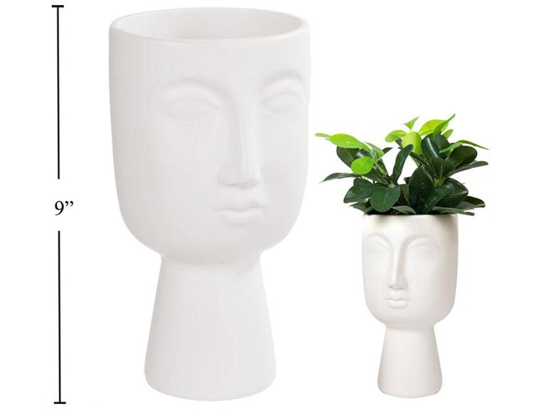 5"x9" Face Vase - Matte White