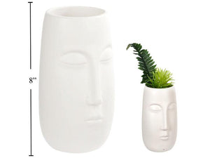 5"x8" Tall Face Vase - Matte White
