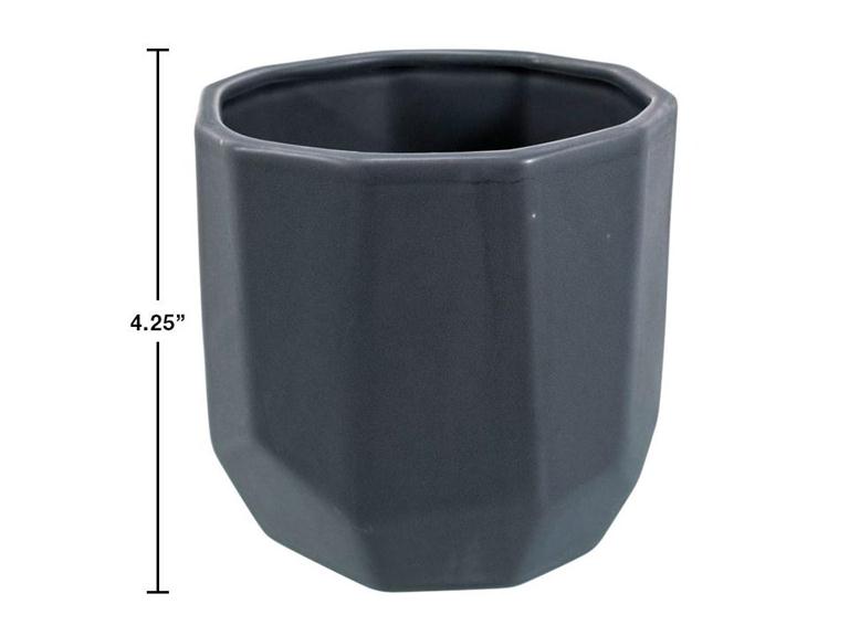 Ceramic Faceted Planter - Grey (Multiple Sizes)