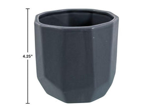 Ceramic Faceted Planter - Grey (Multiple Sizes)