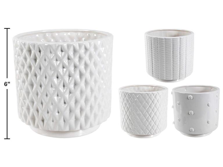 Round Ceramic Planter - White (Multiple Sizes)