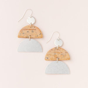 
            
                Load image into Gallery viewer, Scout Stone Half Moon Earrings - Petrified Wood/Silver
            
        