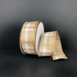 1.5"x10yds White Plaid Wired Ribbon (Assorted)
