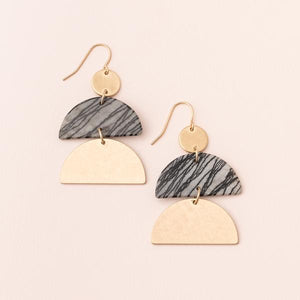 
            
                Load image into Gallery viewer, Scout Stone Half Moon Earrings - Picasso Jasper/Gold
            
        