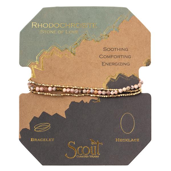 Scout Delicate Stone Bracelet/Necklace - Rhodochrosite/Gold