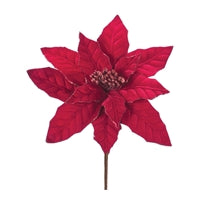 25" Red Poinsettia Stem Pick