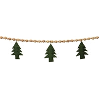 6' Wood Bead and Wool Green Tree Garland