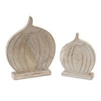 Whitewash Wooden Pumpkin (Multiple Sizes)