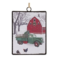 6" Truck and Barn Ornament