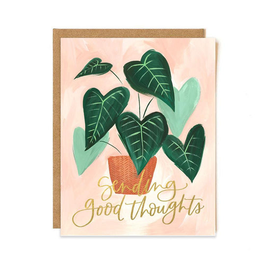 Green Leaf Sending Good Thoughts Card