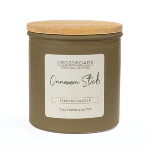 
            
                Load image into Gallery viewer, Crossroads Candles Everyday: Cinnamon Sticks Colored Glass 14oz Jar with Wood Lid
            
        
