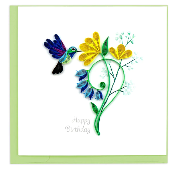 Quilling Card : Birthday Hummingbird