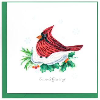 Quilling Card : Snowy Cardinal